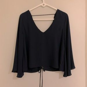 Navy Blue Zara Blouse - Flowy Sleeves